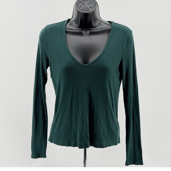 Daily Practice by Anthropologie Tops - Marine Layer Women's S Lexi Rib Long Sleeve Deep V-Neck Tee Casual